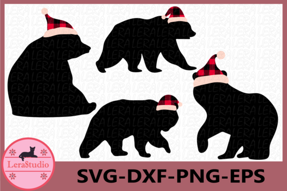 Bear Christmas Buffalo Plaid Illustrations