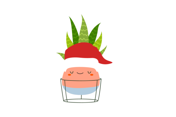 Cactus Hat Christmas Plant Kawaii Illustrations