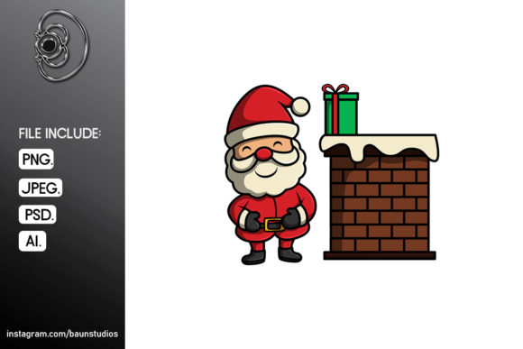 Chimney Christmas Cartoon Illustration for Branding and Marketing