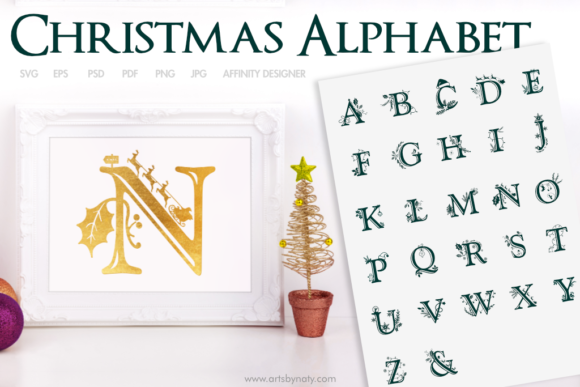Christmas Alphabet SVG Craft Sublimation for Handmade Projects
