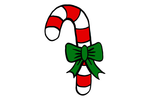 Christmas Candy Cane Cartoon Sticker Illustrations