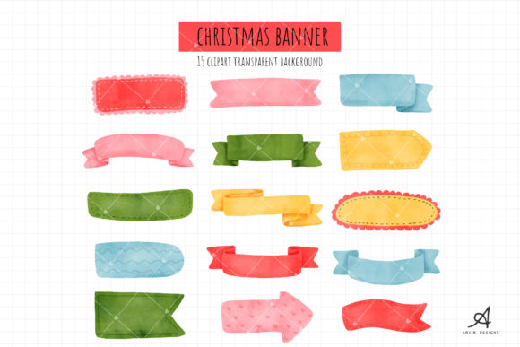 Christmas Color Banner Clipart Illustrations