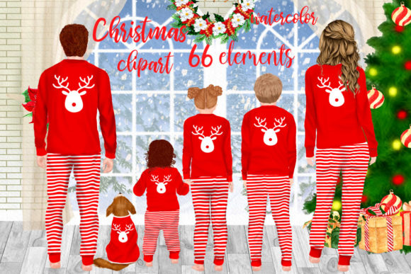 Christmas Family Matching Pajamas Png Illustrations