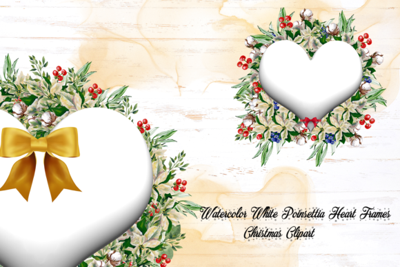 Christmas Flower Heart Frames Illustrations for Digital Products