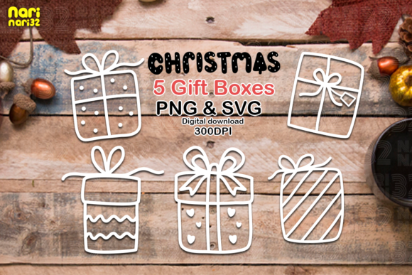 Christmas Gift Boxes, Sublimation, SVG