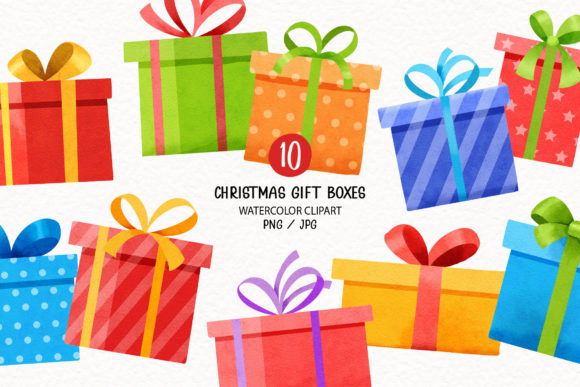 Christmas Gift Boxes Watercolor Clipart Review