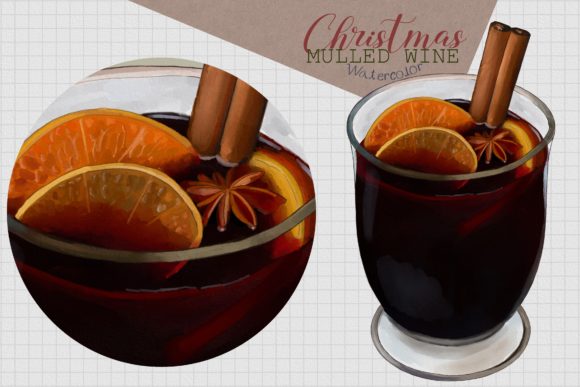 CHRISTMAS MULLED WINE Watercolor