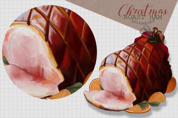 CHRISTMAS ROAST HAM Watercolor Illustration Review