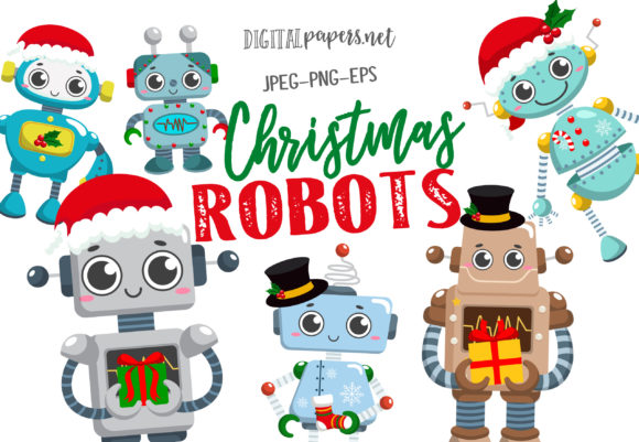 Christmas Robots Illustrations