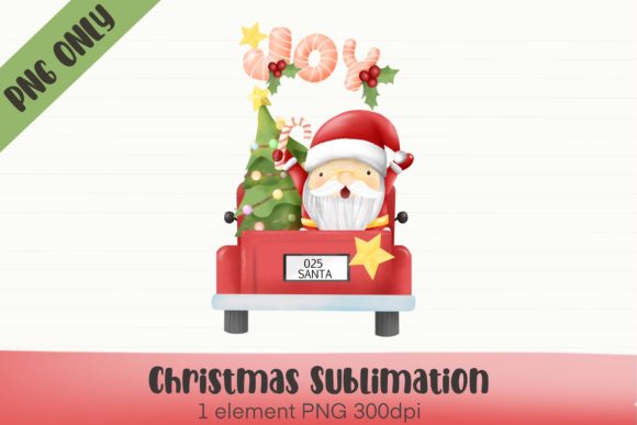 Christmas Santa Car Clipart, Sublimation