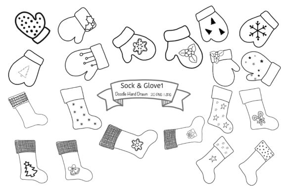 Christmas Sock Glove Set 1: A Versatile Illustration for Content Publishers