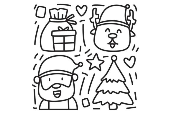 Coloring Christmas Doodle Cartoon Illustrations