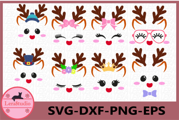 Deer Face, Deer Antlers, Christmas Illustrations