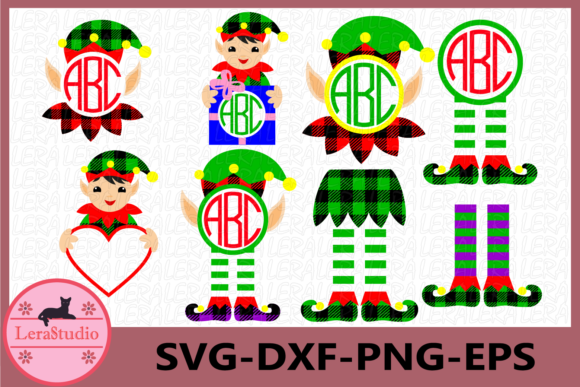 Elf Buffalo Plaid Christmas Illustrations