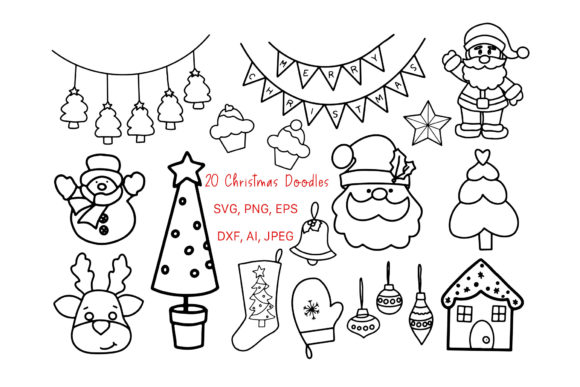 Hand Drawn Christmas Clipart, Doodle Illustrations