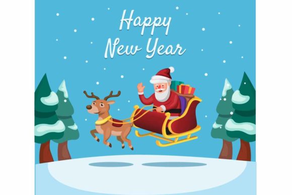Happy New Year and Christmas Season Illustrations