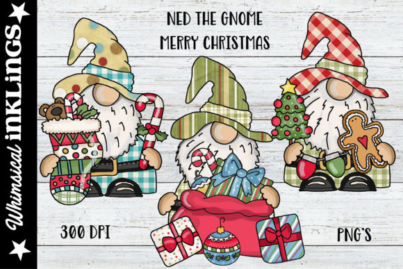 Ned the Gnome Merry Christmas Illustrations
