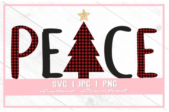Peace Red Plaid Christmas Sublimation Illustrations