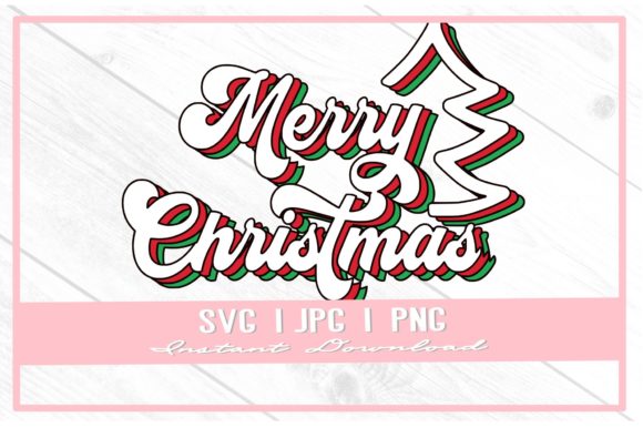 Retro Merry Christmas Sublimation SVG Illustrations