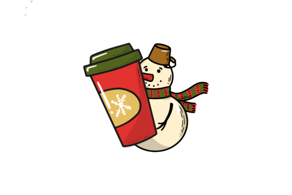 Snowman Christmas Gifts Coffee Cup Svg
