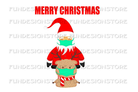 Social Distance Christmas Mask Illustrations
