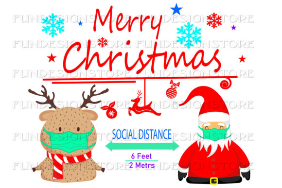 Social Distance Santa Mask Illustrations